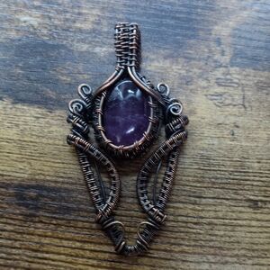 Handcrafted Copper and Purple Stone Pendant